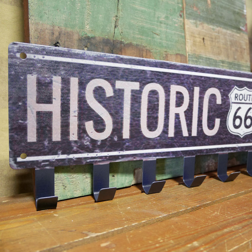 HISTORIC ROUTE66 アメリカン フックボード ルート66  壁掛け ウォールハンガー ガレージインテリア アメリカン雑貨の画像