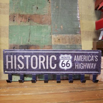HISTORIC ROUTE66 アメリカン フックボード ルート66  壁掛け ウォールハンガー ガレージインテリア アメリカン雑貨の画像