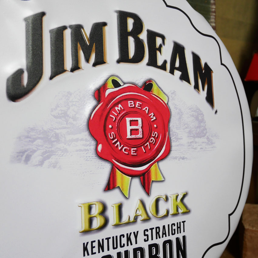 ジムビームホワイト エンボスボトルキャップサイン  インテリア 王冠型 ブリキ看板 アメリカン雑貨の画像
