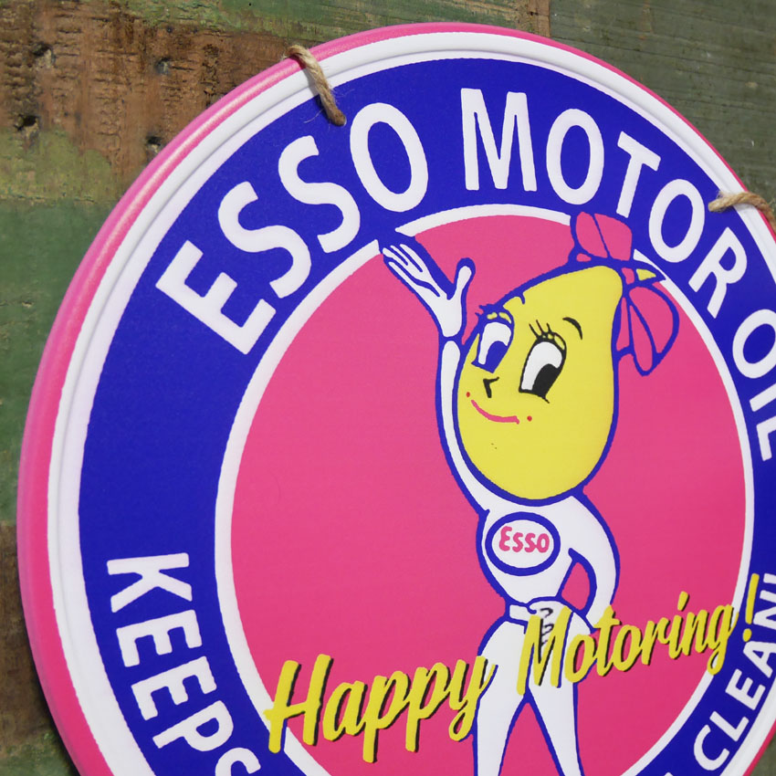 ESSO エッソボーイ プレート ESSO  エッソ 丸型サインプレート ブリキ看板 オイルメーカー アメリカン雑貨の画像