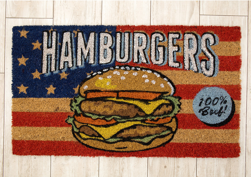 HAMBURGERS Coir Door Mat コイヤーマット ハンバーガー 玄関マット アメリカン雑貨の画像