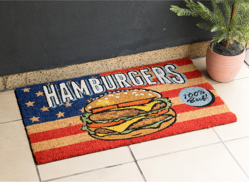 HAMBURGERS Coir Door Mat コイヤーマット ハンバーガー 玄関マット アメリカン雑貨の画像