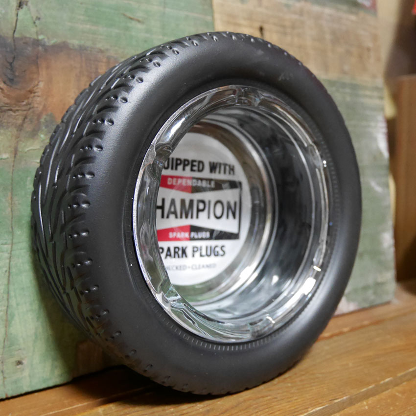 CHAMPION タイヤアッシュトレイ 卓上灰皿 チャンピオン PLUG TIRE ASHTRAYアメリカン雑貨の画像