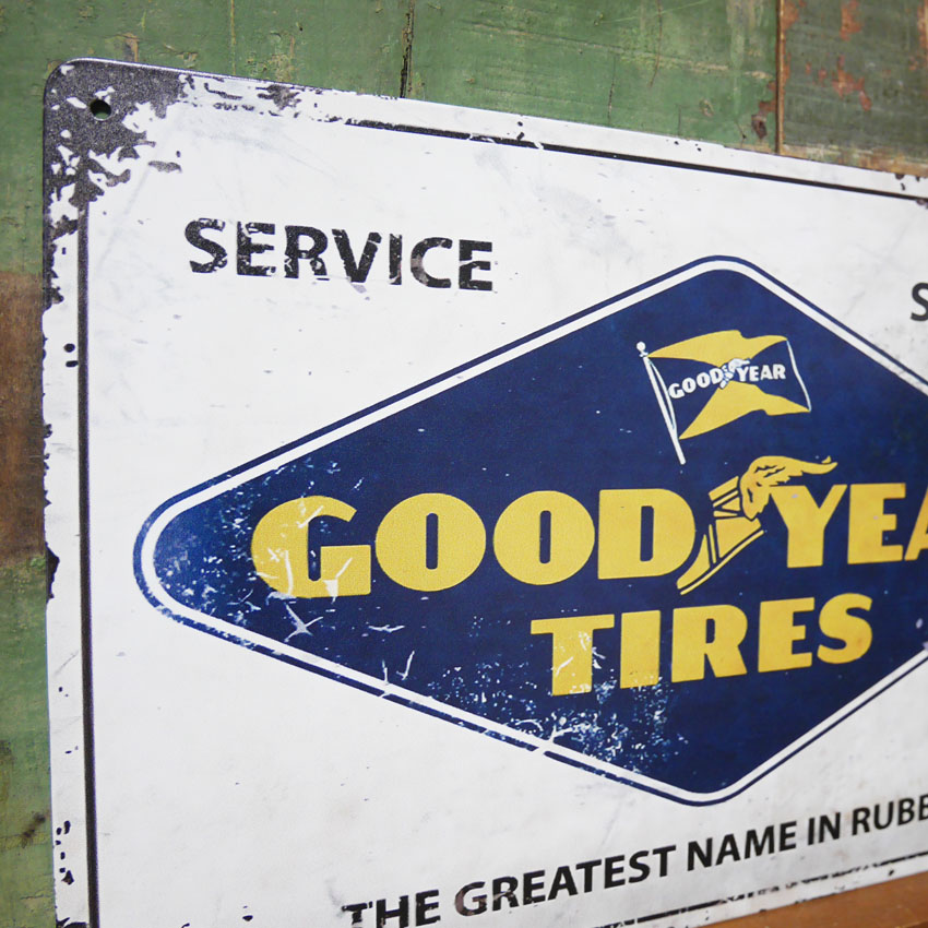 グッドイヤー USA SIGN ブリキ看板 GOOD YEAR ビンテージ レトロ インテリア サインボード A4サイズ   アメリカン雑貨の画像