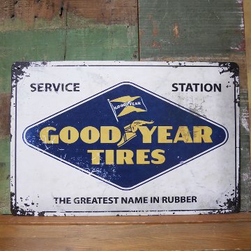 グッドイヤー USA SIGN ブリキ看板 GOOD YEAR ビンテージ レトロ インテリア サインボード A4サイズ   アメリカン雑貨の画像