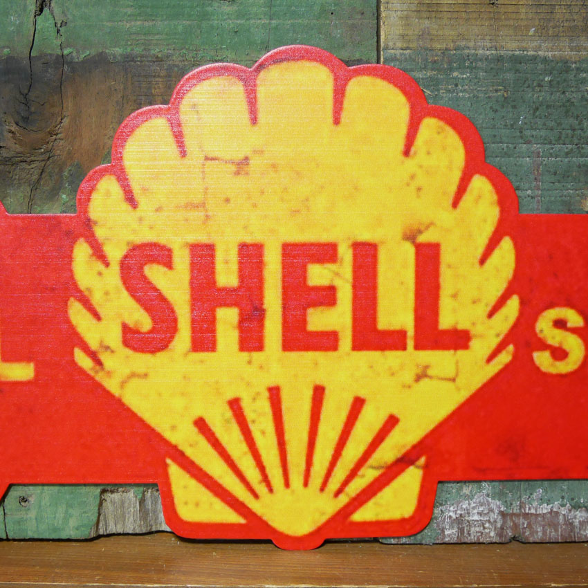 シェルオイル USA SIGN 矢印看板 MOTOR SHELL インテリア ブリキ看板 アメリカン雑貨の画像