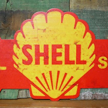 シェルオイル USA SIGN 矢印看板 MOTOR SHELL インテリア ブリキ看板 アメリカン雑貨の画像