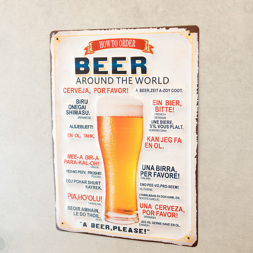 アメリカンクラシック エンボスティンプレート インテリア ブリキ看板 How to Order BEER アメリカン雑貨の画像