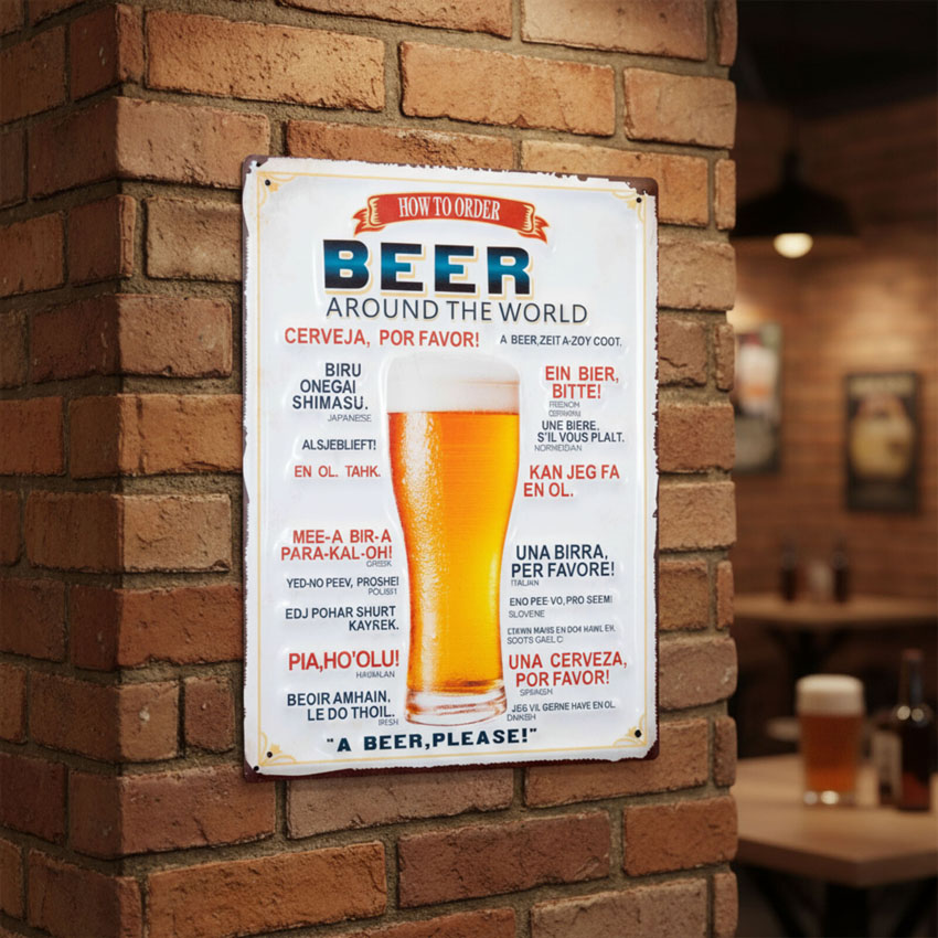 アメリカンクラシック エンボスティンプレート インテリア ブリキ看板 How to Order BEER アメリカン雑貨の画像