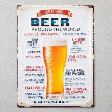 アメリカンクラシック エンボスティンプレート インテリア ブリキ看板 How to Order BEER アメリカン雑貨の画像
