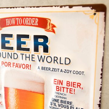 アメリカンクラシック エンボスティンプレート インテリア ブリキ看板 How to Order BEER アメリカン雑貨の画像
