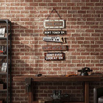 アメリカンクラシック ハンギングティンプレート TOOL RULES ガレージインテリア ダイカット ブリキ看板 アメリカン雑貨の画像