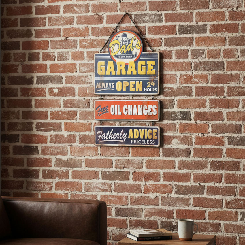 アメリカンクラシック ハンギングティンプレート Dad's GARAGE ガレージ インテリア ダイカット ブリキ看板 アメリカン雑貨の画像