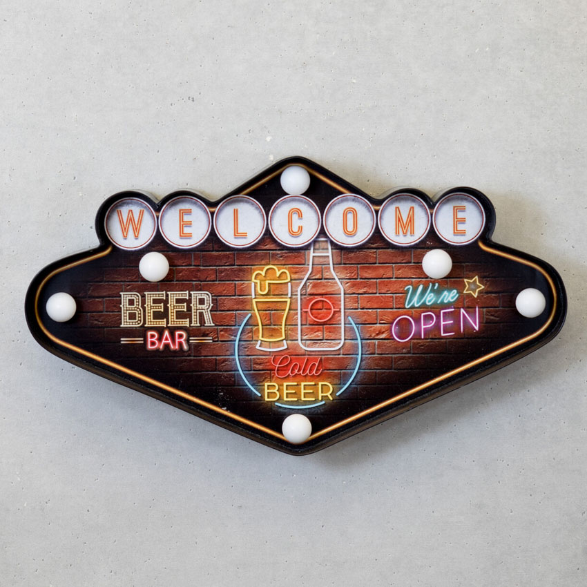 ネオンサイン アメリカンクラシック LED Sign WELCOME BEER BAR ウェルカム ビアバー ウェルカム ラスベガス アメリカンインテリアの画像