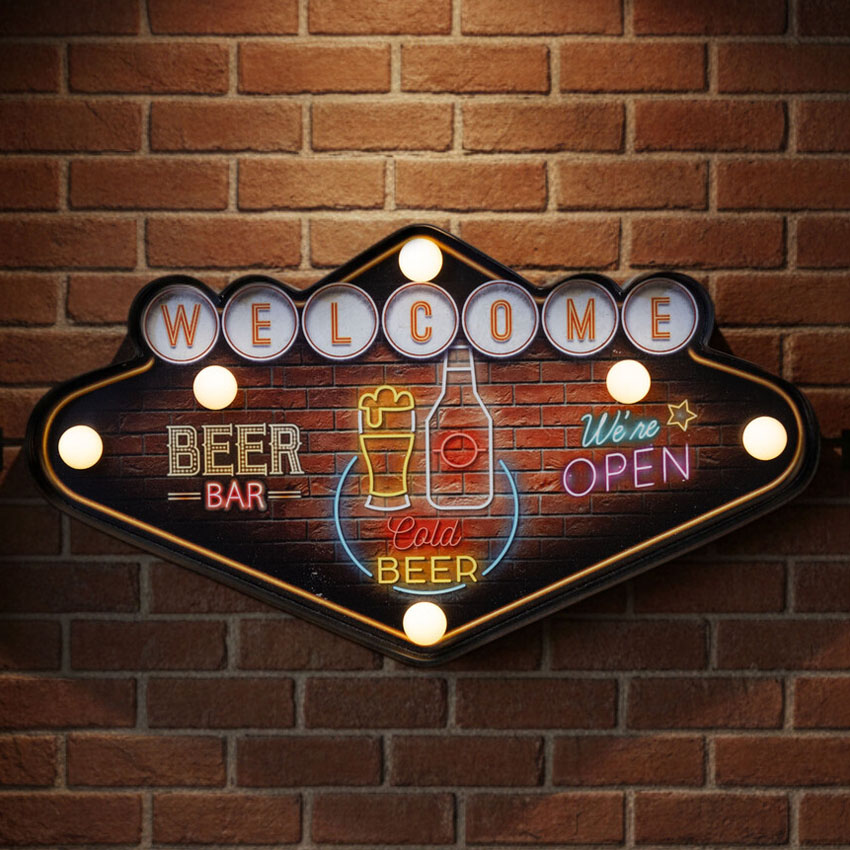 ネオンサイン アメリカンクラシック LED Sign WELCOME BEER BAR ウェルカム ビアバー ウェルカム ラスベガス アメリカンインテリアの画像