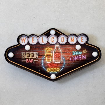 ネオンサイン アメリカンクラシック LED Sign WELCOME BEER BAR ウェルカム ビアバー ウェルカム ラスベガス アメリカンインテリアの画像