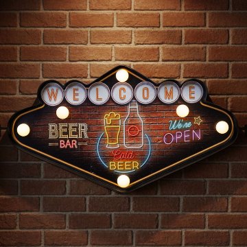 ネオンサイン アメリカンクラシック LED Sign WELCOME BEER BAR ウェルカム ビアバー ウェルカム ラスベガス アメリカンインテリアの画像