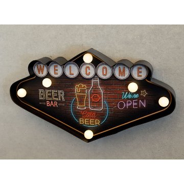 ネオンサイン アメリカンクラシック LED Sign WELCOME BEER BAR ウェルカム ビアバー ウェルカム ラスベガス アメリカンインテリアの画像