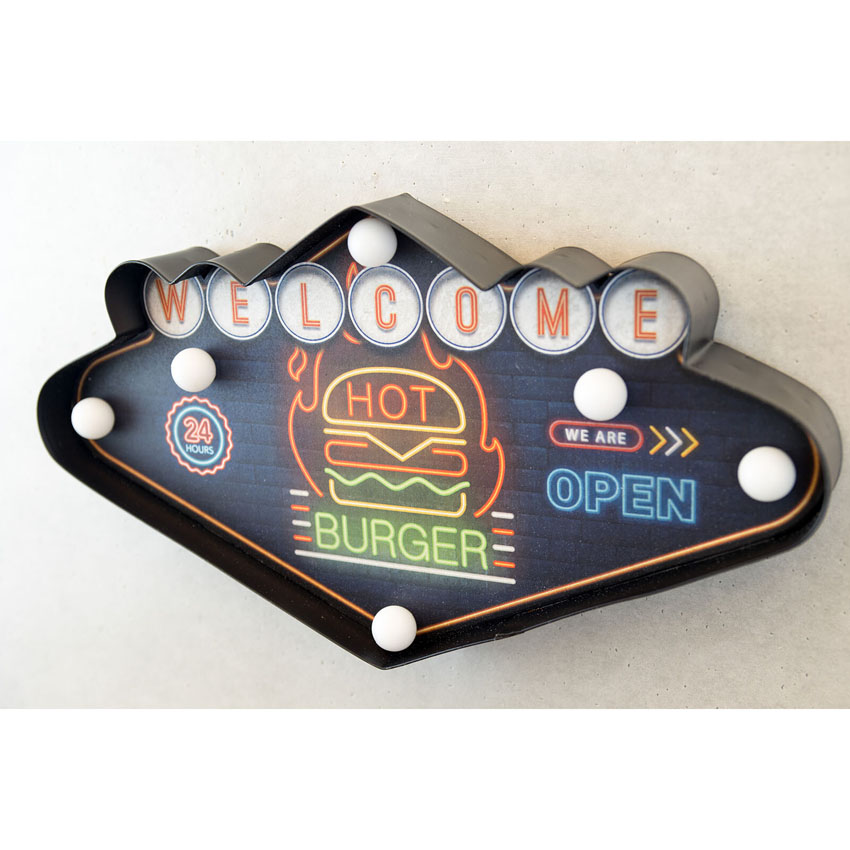 ネオンサイン アメリカンクラシック LED Sign WELCOMEハンバーガー ウェルカム  アメリカンインテリアの画像