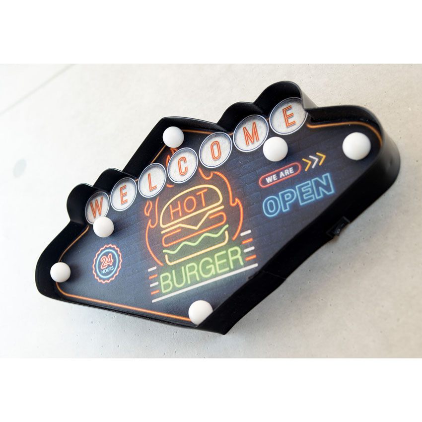 ネオンサイン アメリカンクラシック LED Sign WELCOMEハンバーガー ウェルカム  アメリカンインテリアの画像