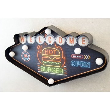 ネオンサイン アメリカンクラシック LED Sign WELCOMEハンバーガー ウェルカム  アメリカンインテリアの画像