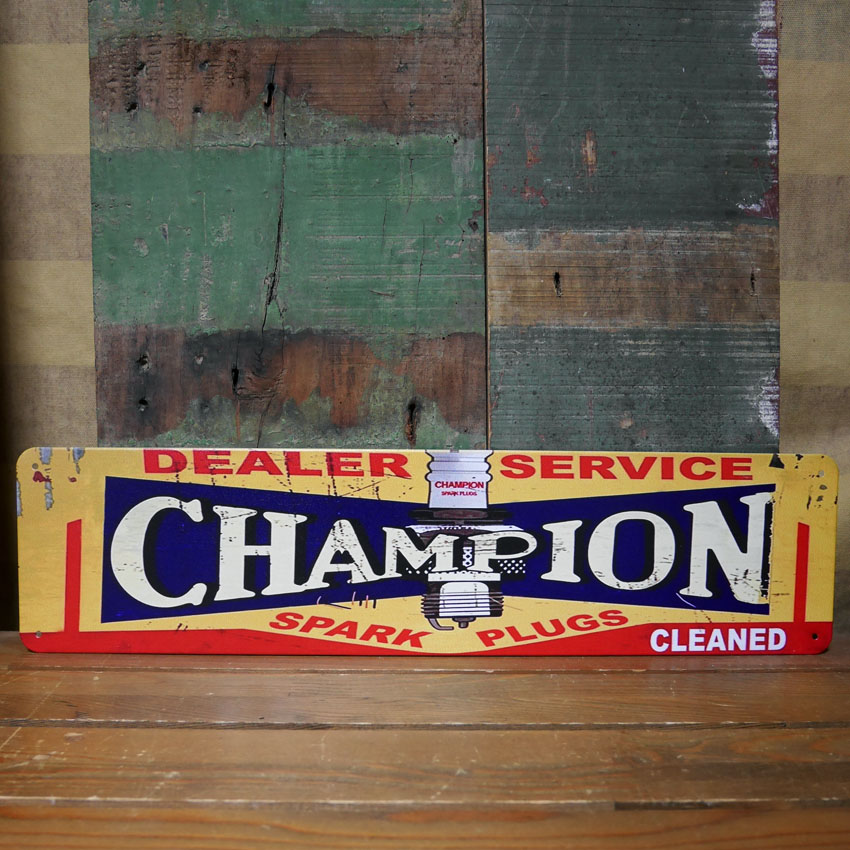アメリカン インテリアサインボード CHAMPION インテリア USA SIGN ブリキ看板　アメリカン雑貨の画像