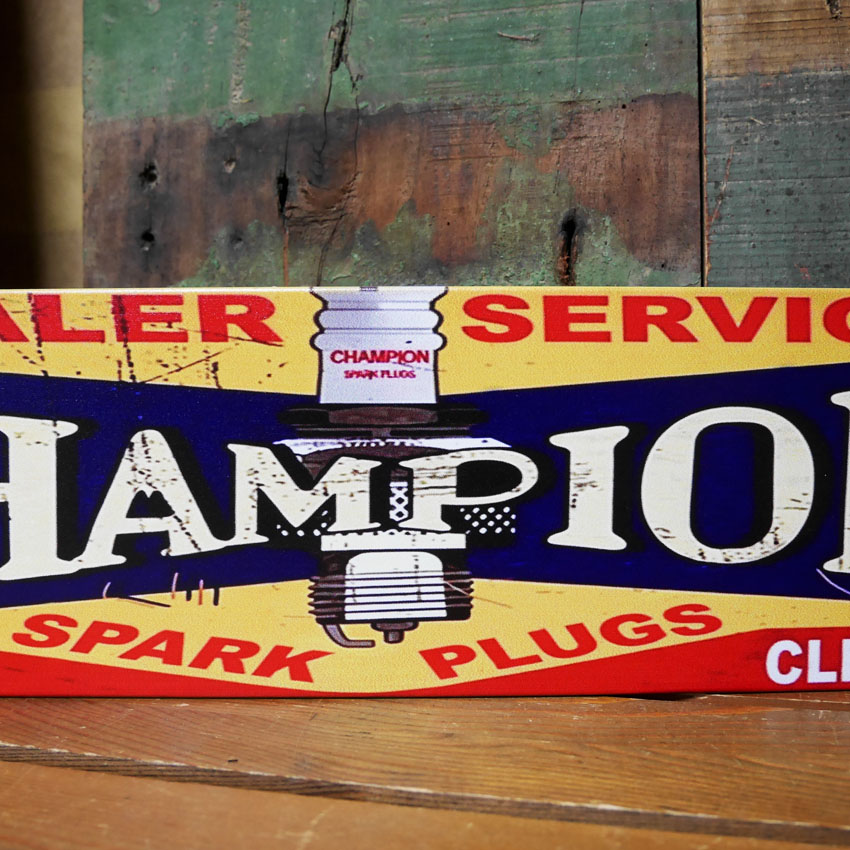 アメリカン インテリアサインボード CHAMPION インテリア USA SIGN ブリキ看板　アメリカン雑貨の画像