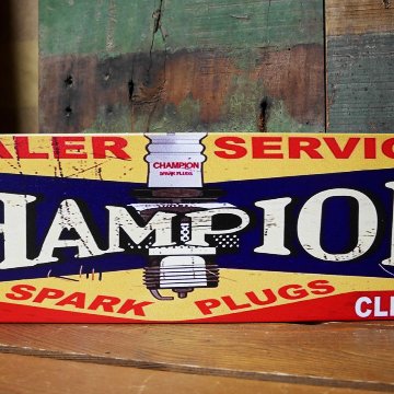 アメリカン インテリアサインボード CHAMPION インテリア USA SIGN ブリキ看板　アメリカン雑貨の画像