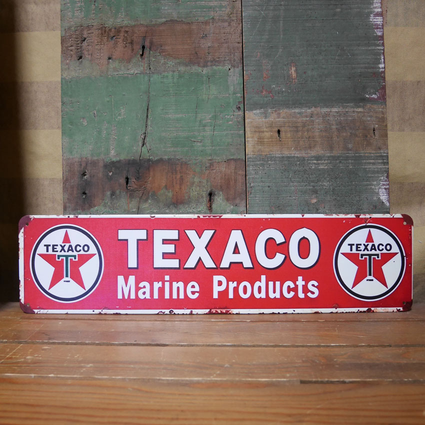 アメリカンサインボードテキサコオイル インテリア 横長 サインプレート TEXACO RETRO DESIGN METAL SIGN BOARD ブリキ看板  アメリカン雑貨の画像