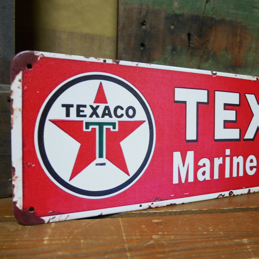 アメリカンサインボードテキサコオイル インテリア 横長 サインプレート TEXACO RETRO DESIGN METAL SIGN BOARD ブリキ看板  アメリカン雑貨の画像