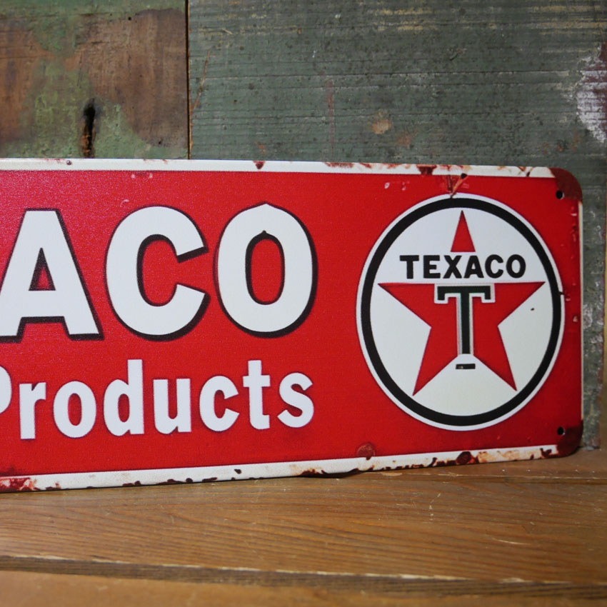 アメリカンサインボードテキサコオイル インテリア 横長 サインプレート TEXACO RETRO DESIGN METAL SIGN BOARD ブリキ看板  アメリカン雑貨の画像