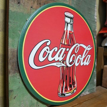  コカ・コーララウンド型ブリキ看板　コークサイン看板　ビンテージスタイル　アメリカン雑貨の画像