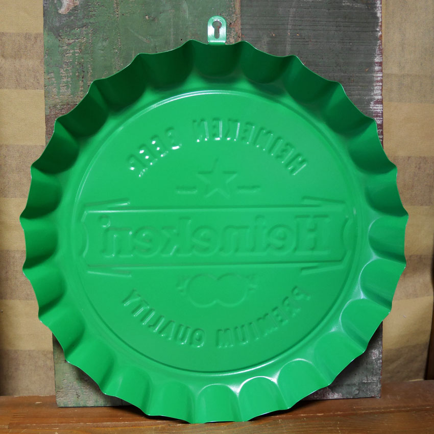 ハイネケン ボトルキャップサイン Heineken インテリア エンボス 王冠型 ブリキ看板 アメリカン雑貨の画像