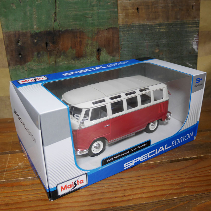 フォルクスワーゲン バス Maisto 1/25 レトロミニカー VOLKSWAGEN VAN SAMBA  アメリカン雑貨の画像