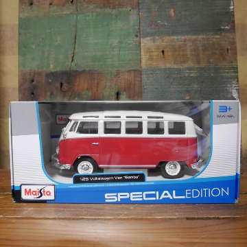 フォルクスワーゲン バス Maisto 1/25 レトロミニカー VOLKSWAGEN VAN SAMBA  アメリカン雑貨の画像