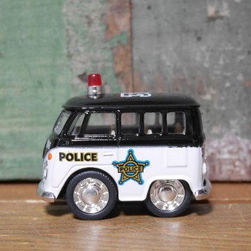 ポリスカー ダイキャストミニカー  ワーゲンバス パトカー アメリカン雑貨の画像