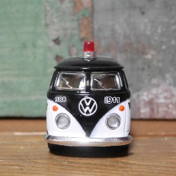ポリスカー ダイキャストミニカー  ワーゲンバス パトカー アメリカン雑貨の画像