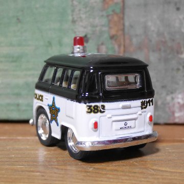 ポリスカー ダイキャストミニカー  ワーゲンバス パトカー アメリカン雑貨の画像