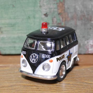ポリスカー ダイキャストミニカー  ワーゲンバス パトカー アメリカン雑貨の画像
