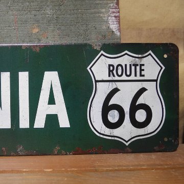  ルート66プレート CALIFORNIA ROUTE66 ブリキ看板 ビンテージ風 　ティンサイン　アメリカン雑貨の画像