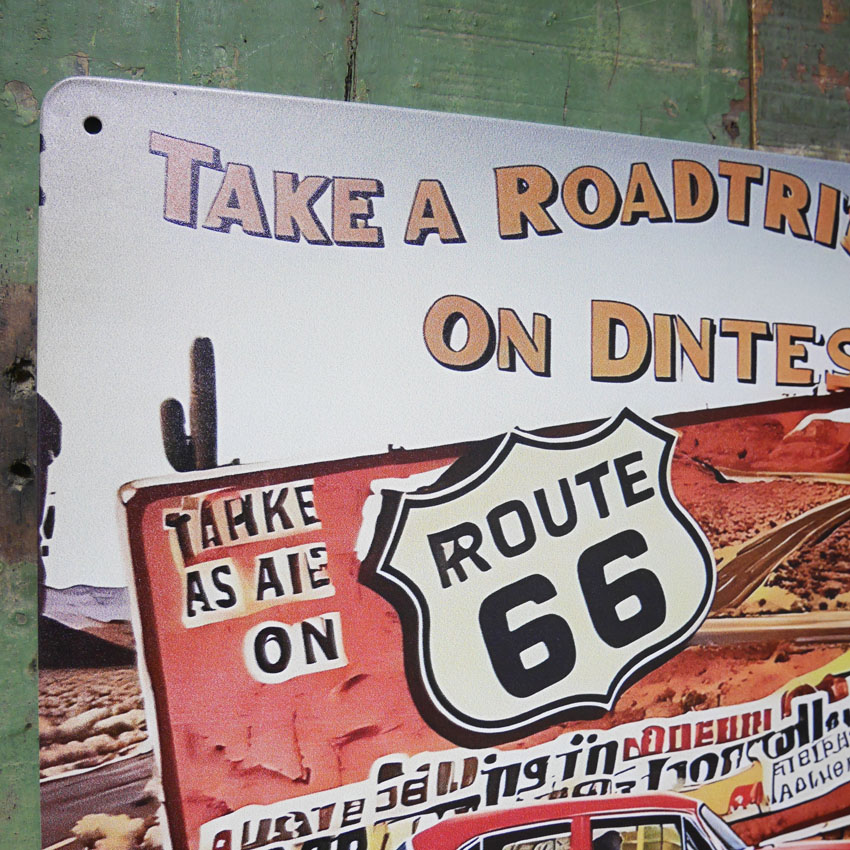 ルート66 アメリカンサインボード ROUTE66 ナンバープレート ブリキ看板 インテリア  A4サイズ   アメリカン雑貨の画像