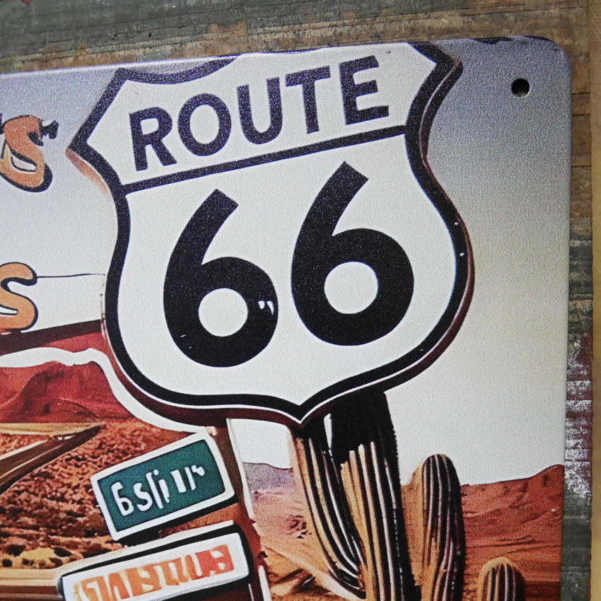 ルート66 アメリカンサインボード ROUTE66 ナンバープレート ブリキ看板 インテリア  A4サイズ   アメリカン雑貨の画像