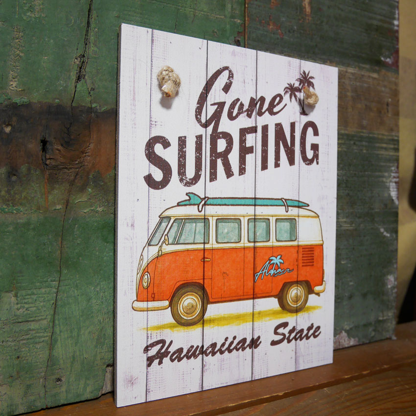 ハワイアン アロハサインボード インテリア SURF BUS 木製看板 ウッドサイン　アメリカン雑貨の画像