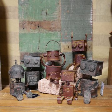 ブリキロボット ガーデニング インテリア ブリキロボ オブジェ レトロ雑貨 ガーデニング雑貨の画像