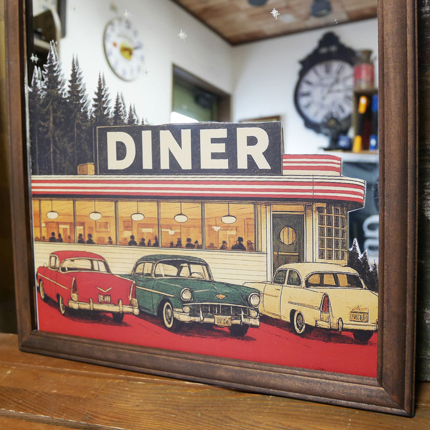 パブミラー DINER インテリア ウォールミラー 鏡 ガレージミラー  PUB アメリカン雑貨の画像