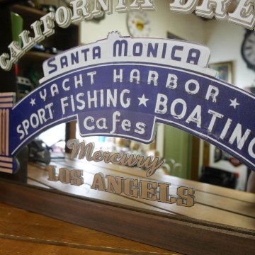 マーキュリー パブミラー 【SANTA MONICA 】 鏡 レトロインテリア　ガレージミラー　アメリカン雑貨の画像
