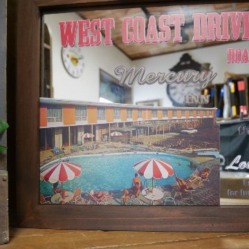 マーキュリー パブミラー 【WEST COAST 】 鏡 レトロインテリア　ガレージミラー　アメリカン雑貨の画像