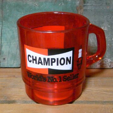 アドバタイジング クリアマグカップ CHAMPION チャンピオン　アメリカン雑貨　画像