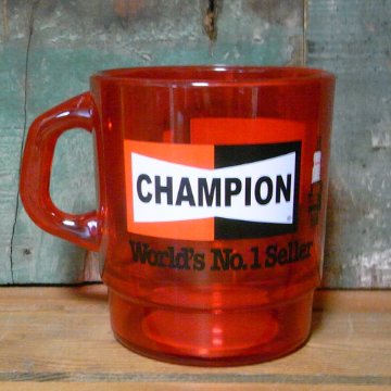 アドバタイジング クリアマグカップ CHAMPION チャンピオン　アメリカン雑貨　画像