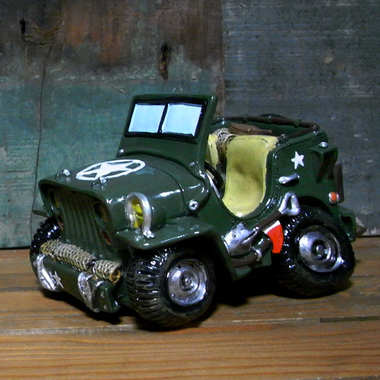アーミージープ レジン レジン貯金箱　車バンク　置物インテリア　アメリカン雑貨　の画像